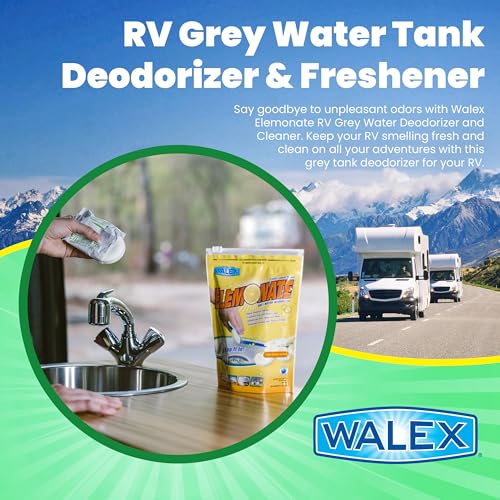 Image of Walex Elemonate RV Grey Water Tank Deodorizer Tablets - Fresh Lemon, 5 Count (Pack of 12)