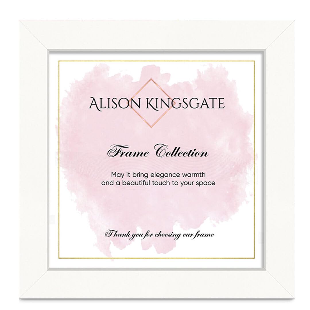 Alison Kingsgate Modern 8X8 White Picture Frames - Engineered Wood Photo Frame with Shatterproof Perspex Front - Ideal for Posters, Certificates & Artwork - Wall Mount or Tabletop Display — image 1