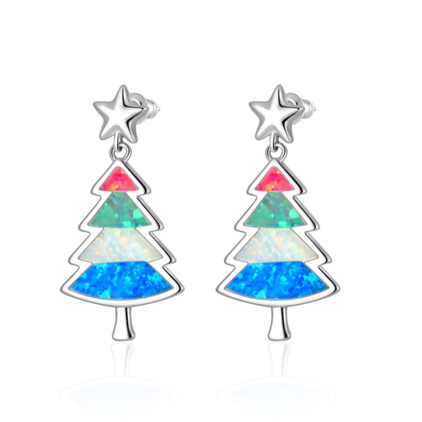 JFGCTYHXY Earrings, Christmas Tree Multicolor Opal Women Gems Jewelry Stud s