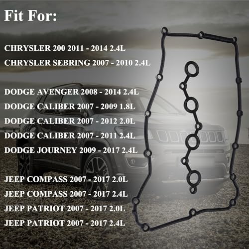 Image of VS50698R for Chrysler 200 Sebring 2.4 Engine Cylinder Valve Cover Gasket Fit for Dodge Avenger Caliber Journey 1.8 2.0 2.4L, Valve Cover Gasket Set for 2007-2017 Jeep Compass Patriot OE# K04884763AA