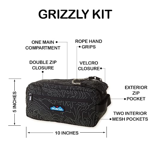 Kavu Grizzly Kit Accessory Bag Padded Lightweight Travel Case - Black Topo #TOP3