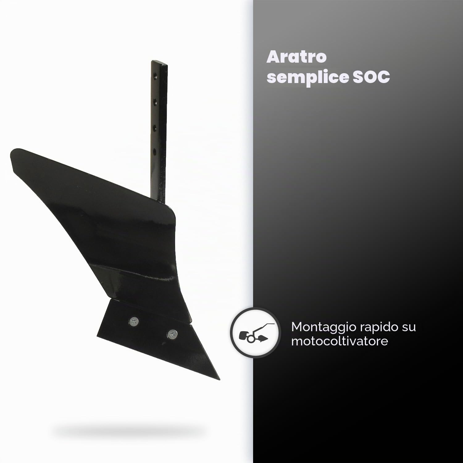 GREENSTAR - Aratro Simple Soc (225 mm x 70 mm) - Accessorio Motocoltivatore - Con Versatore 33 cm - Asta 40 mm x 12 mm - Foro Ø10 mm