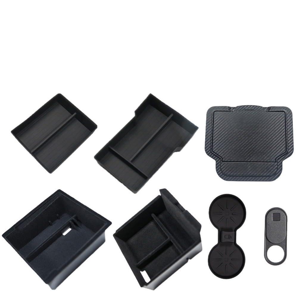 Organiseur console centrale Tesla Model 3 2023-2025 lot de 7 boîtes de rangement noires