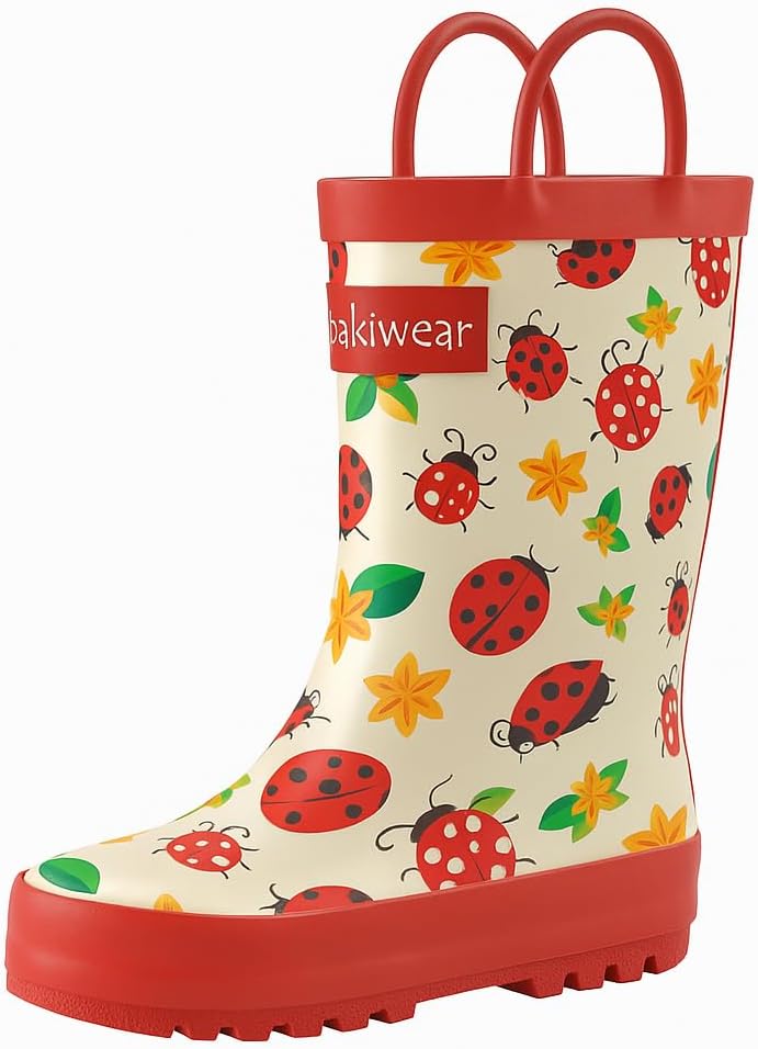 Toddler Rain Boots - Perfect Kids Rain Boots for Any Weather - Durable Rubber Baby Rain Boots Keep Little Feet Dry, Lightweight Waterproof with Easy-on Handle