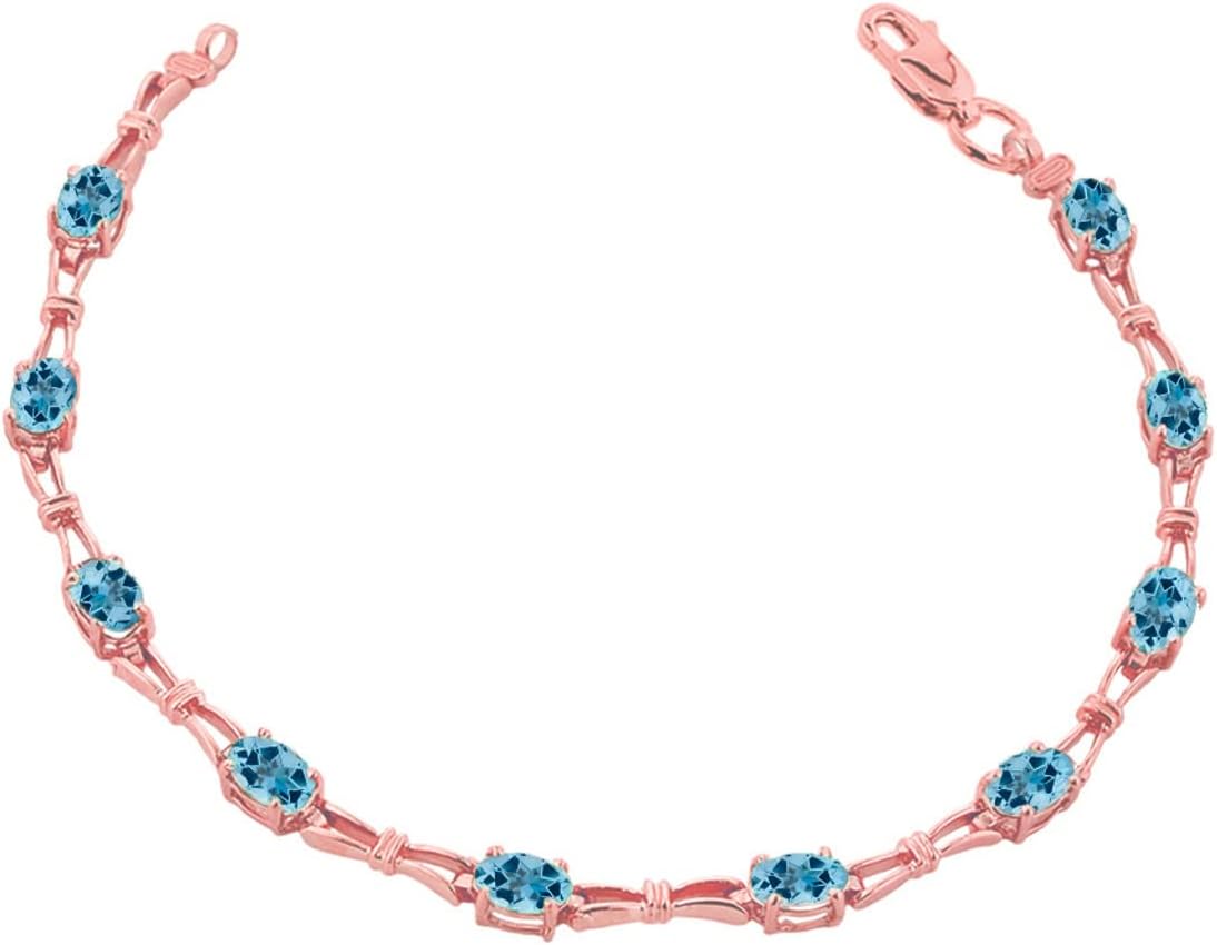 Dazzling 14k Rose Gold Personalized Genuine Birthstone Tennis Bracelet