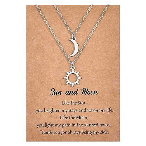 MANVEN Collier Soleil et Lune Colliers Meilleur Ami Cadeau de l'amitié Cadeaux Amis Sœurs Femmes Maman Filles Couple Mère Fille D'anniversaire Fete des...