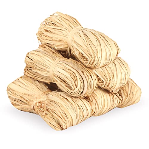 Raphia Naturel, 6 Rouleaux Raphia Teinte Naturelle Bobine de Raphia Naturel Rafia Naturel, Pièces Rafia Naturel Bobine pour Bouquets Artisanat de Décoration...