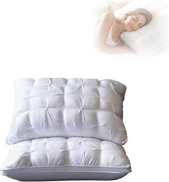 3D Bread Down Bed Pillows, Ergonomic White Fluffy Soft Gusseted Pillows for Sleep, Hotel Collection for Side and Back Sleepers, Enhances Comfort and Promotes A Relaxing White-1000g