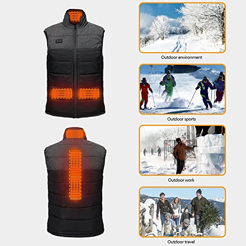 Chaleco calentado para hombre con carga USB impermeable y lavable negro 6