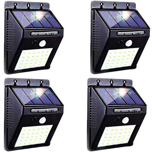 Solar Wall Lights Outdoor, Motion Sensor Lights, Waterproof Security Lights for Outdoor Garden, Fence, Patio, Yard, Backyard, Garage, Deck, Driveway (4 Pcs)
