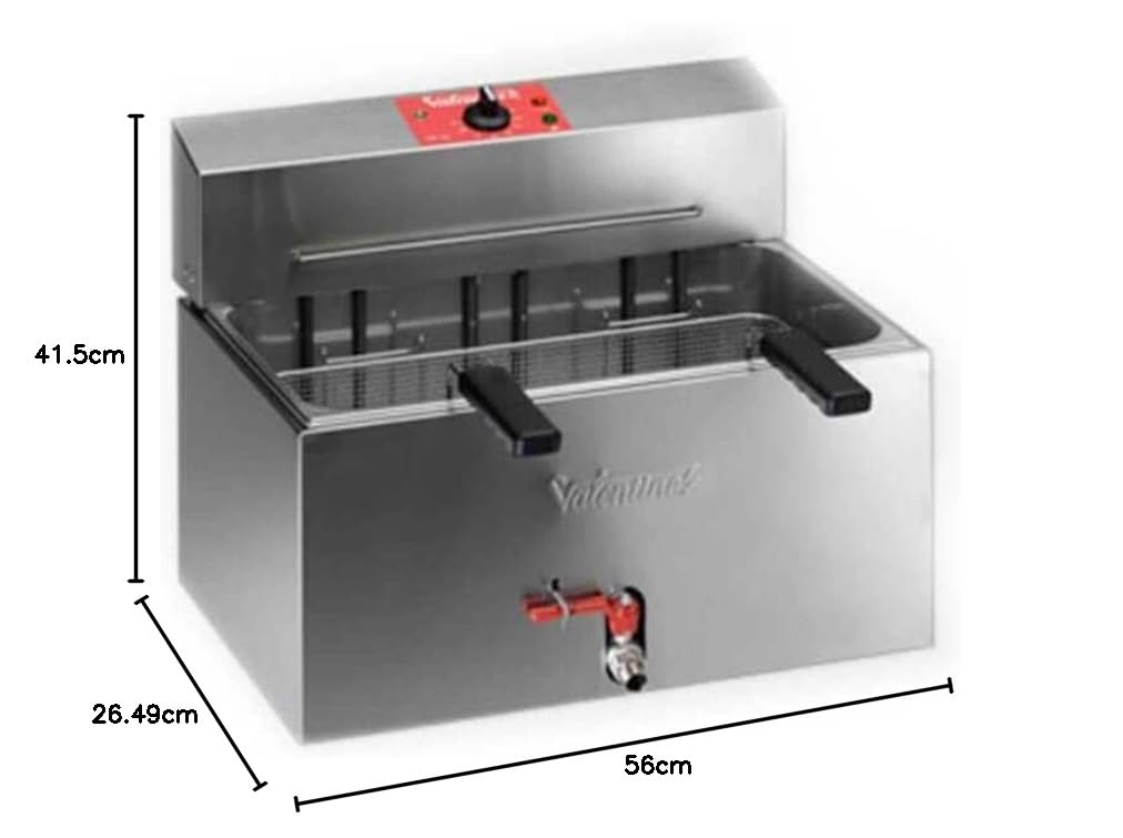 MBH - Friggitrice elettrica industriale Valentine da 13 litri con 1 cestello per la ristorazione. Friggitrice professionale in acciaio inox per bar, ristorante e cucina industriale