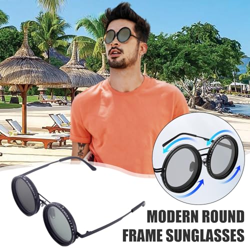 Men's Adjustable Polarized Round Sunglasses with ND Filter and Infinity Dimming, Multifunctional Adjustable Tint Sunglasses2