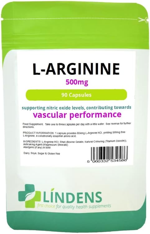 Lindens L-Arginina 500mg 2-PACK 180 Cápsulas L Arginina Óxido Nítrico Argi