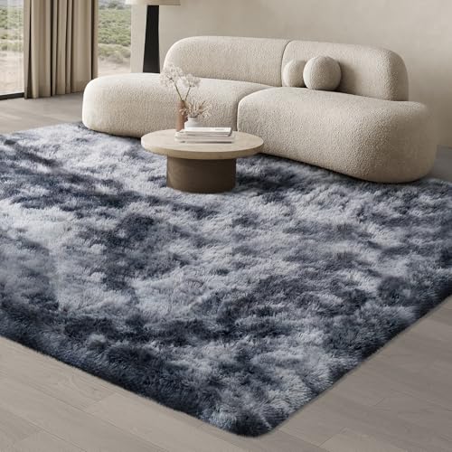 JOJOSEE Rugs Living Room, 200 x 300 cm Grey Area Rug, Anti Slip Soft Fluffy Shaggy Extra Large Floor Carpets Mat for Bedroom, Nursery Bedside (Dark Grey, 200x300cm)