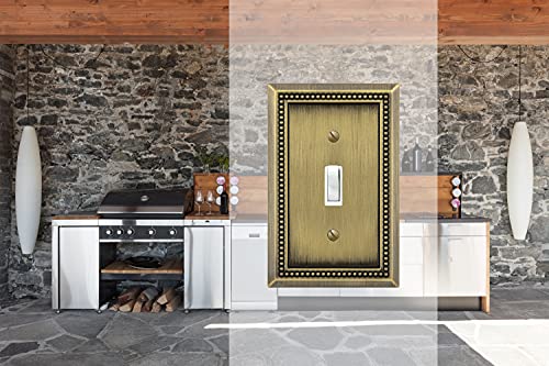 Image of Henne Bery Sunken Pearls Heavy Duty Decorative Wall Plate Switch Plate Outlet Cover (Single Toggle, 2 Pack, Antique Brass)
