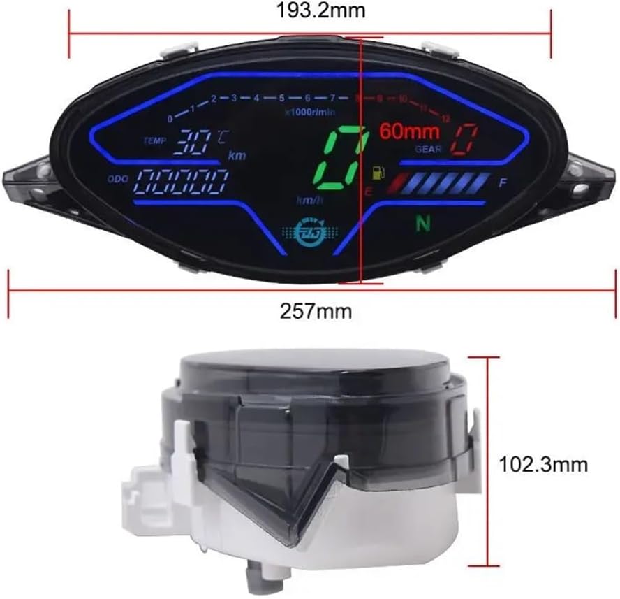 Motorcycle Odometer Gauge LED Digital Motorcycle Tachometer RPM Dashboard For Biz 100 C100 1998-2005