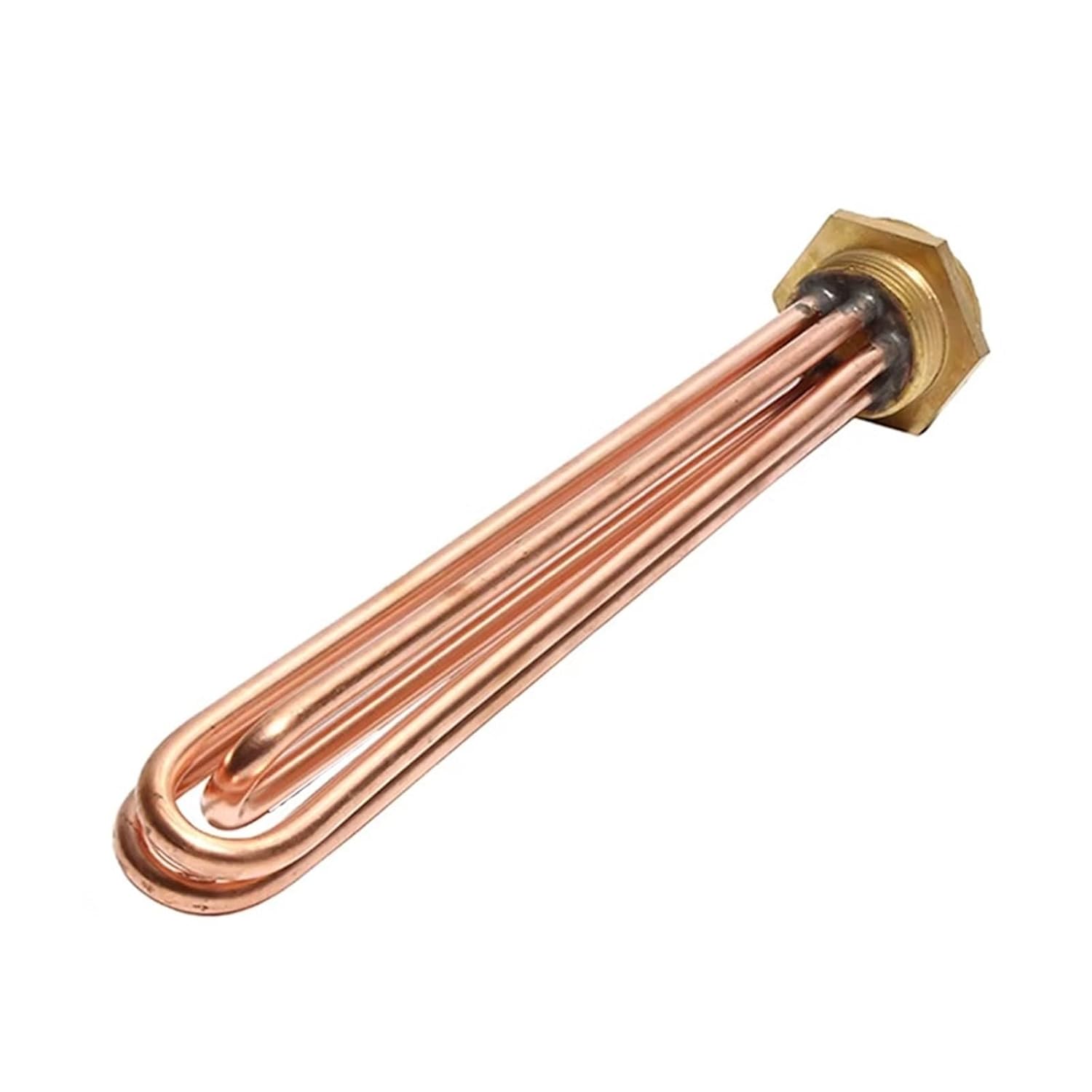 1 1/2Inch DN40 Copper Hexagon Thread Heater with Accessory 3KW/4.5KW/6KW/9KW/12KW Element 1Pcs(White,380V_3KW 195MM DN32)
