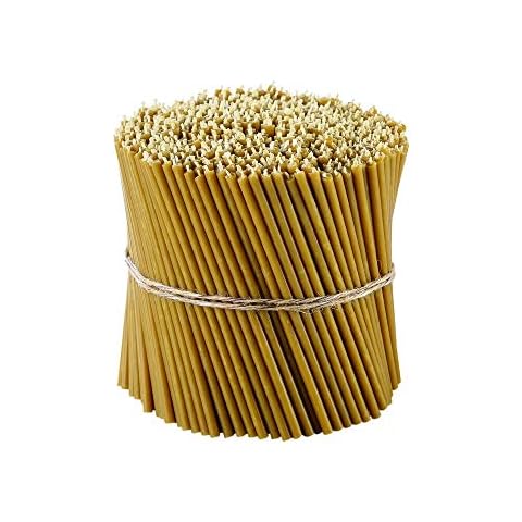 Danilovo Pure Beeswax Candles - No-Drip, Smoke-Less, Tall, Thin Taper Candles – Decorative Candles for Church Prayer, Decor or Birthday Candles – Honey Scented Candles – 6.3”x0.2” (Yellow, 200pcs) Cover