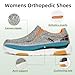 Women's Orthopedic Slip-On Loafers Walking Shoes: Walk Arch Support Fashion Loafers for Plantar Fasciitis, Relaxed Fit, Ladies Dress Good Style Loafers for Standing, Working Grey Coral Size 11