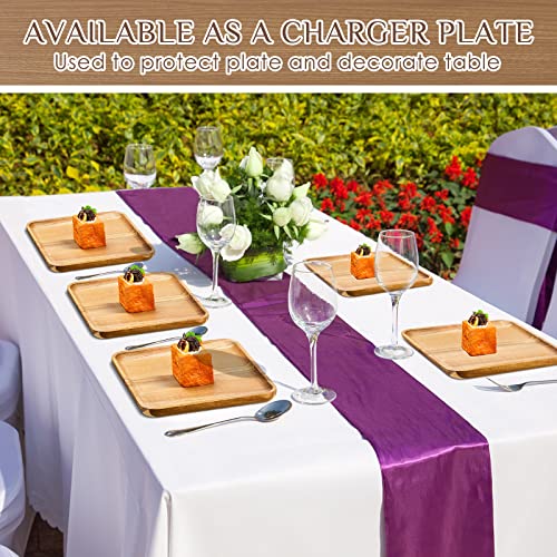 Didaey 6 Pcs Acacia Wood Square Plates 10" Wooden Plates Serving Trays For Meal Dishes Snack Dessert Easy Cleaning And Lightweight #TOP5