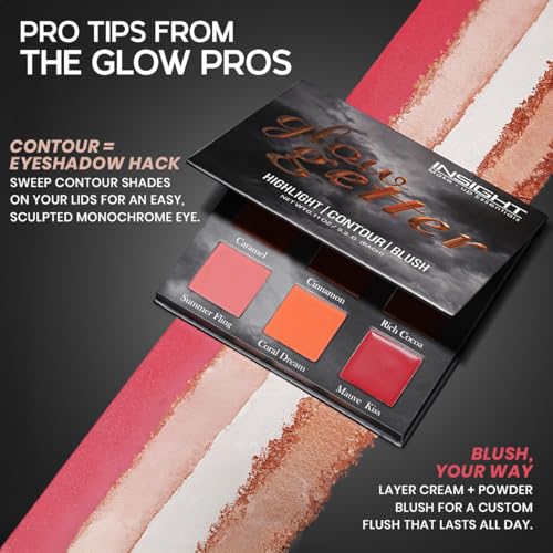 Image of INSIGHT Glow Getter 3-in-1 Blusher, Highlighter & Contour Palette | Face Sculpting, Shimmer & Glow Makeup Compact | Long-Lasting, Travel-Friendly 28.8 g