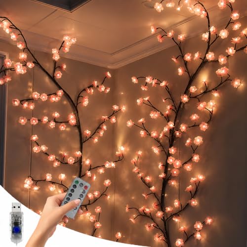 Cherry Blossom Lights with Remote 8 Modes for Room Decor