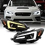 ACANII - For Subaru WRX [Halogen Model] 2015-2021 Black LED Switchback Sequential Tube Projector Headlights Headlamps