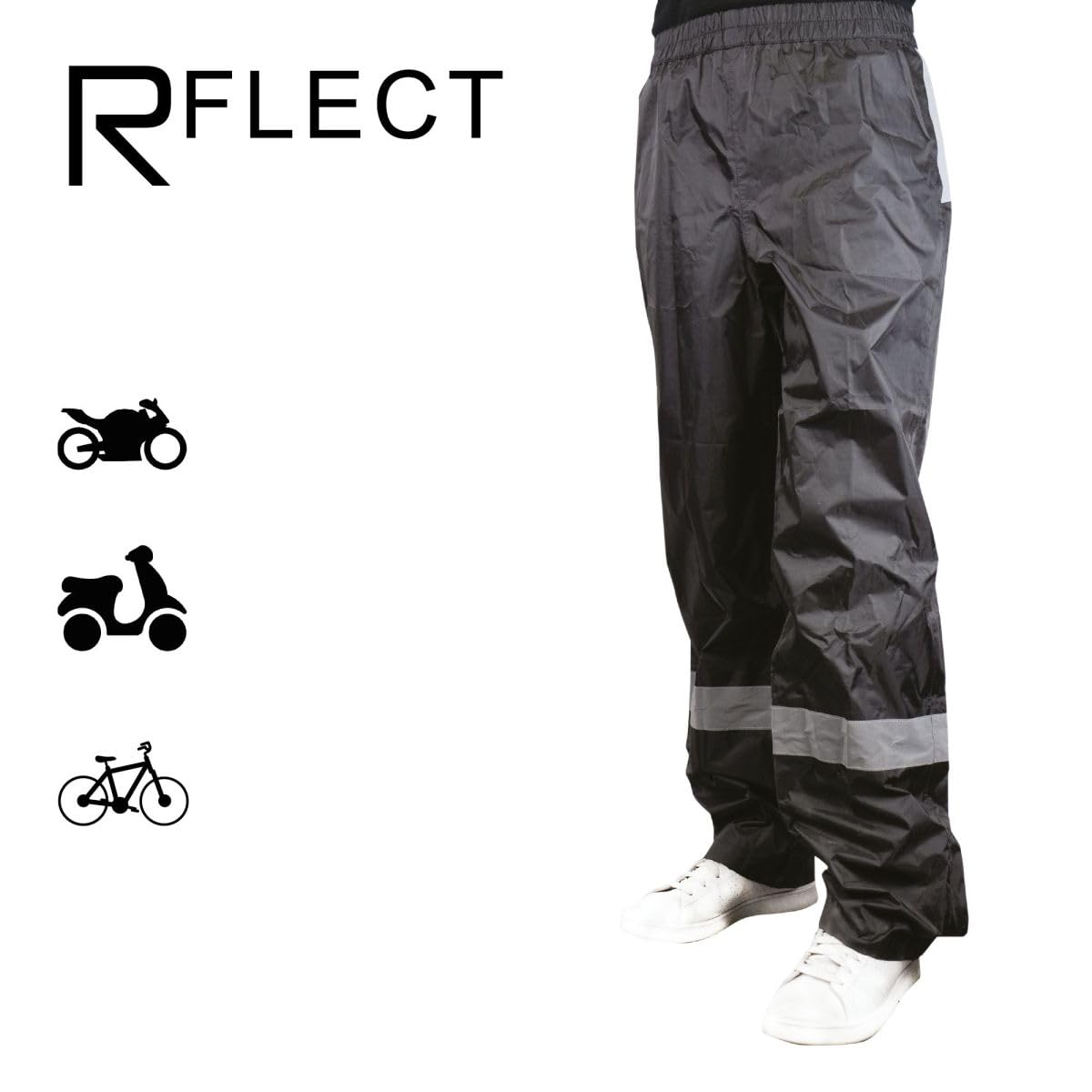 R-FLECT Pantalon de Pluie Adulte imperméable Unisexe - Pantalon réfléchissant Haute visibilité - Livré avec Sac de Rangement - Homologué CE
