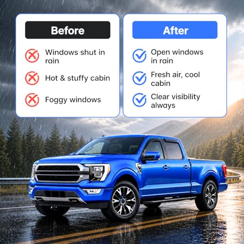 Image of IG Window Visors Fit for 1980-1996 Ford Bronco, Out-Channel Rain Guards Vent Wind Deflectors 2PC, Truck Accessories for 1980-1996 Ford F150 F250 F350, 1997 Ford F250 HD