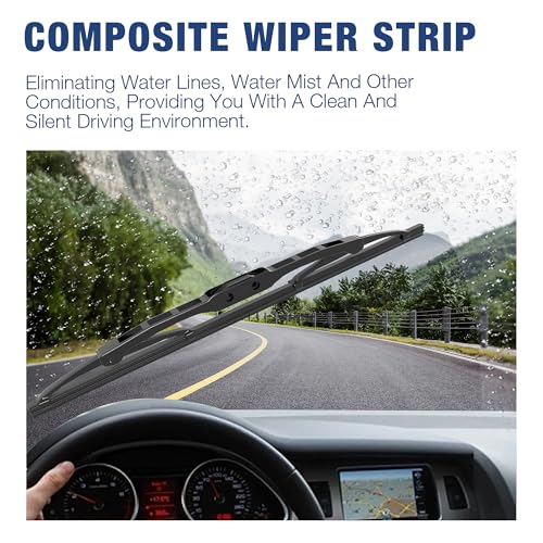 Image of 22 inch /19 inch Windshield Wiper blades Replacement for Toyota RAV4 2005-2001 Highland 2007-2001 GMC Canyon 2012-2004 Cadillac CTS 13-08 All-Season Automotive Replacement Windshield Wiper Blades
