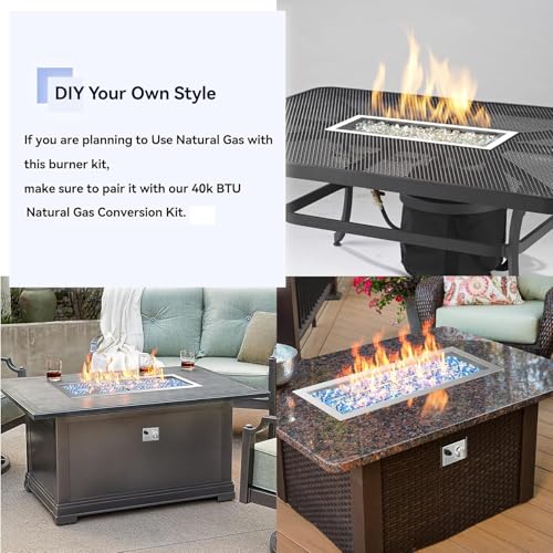 Skyflame Stainless Steel 24" Rectangle Fire Pit Drop-in Burner Kit with Extinguishing Protection Device, Flame Sensing, Electronic Spark Ignition, Gas Hose Connector for Propane by Skyflame - Image 7