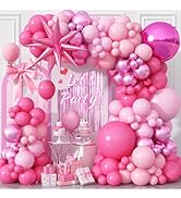 Pink Balloon Arch Kit 117Pcs Pastel Hot Pink Balloon Garland 4D Star Foil Balloons Metallic Baby ...