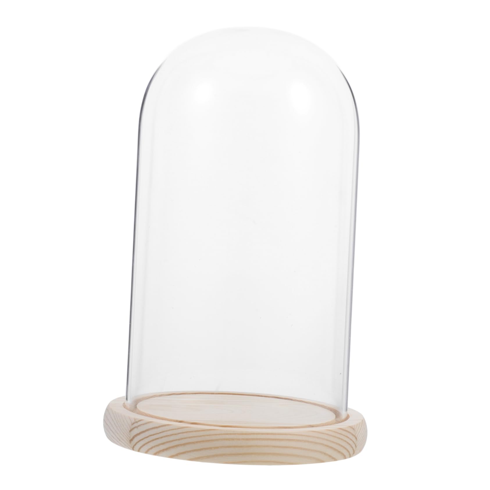 ERINGOGO Bell-shaped Glass Display Box Wood Base for Diy Decor Unique Showcase for Jewelry Collectibles