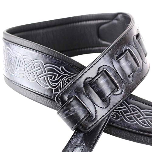 Walker & Williams GB-182 Sangle rembourrée Motif tressé celtique Noir cobalt - Les Beatles, Paul McCartney, John Lennon, RIngo Starr, George Harrison Walker & Williams GB-182 Sangle rembourrée Motif tressé celtique Noir cobalt – Image 4