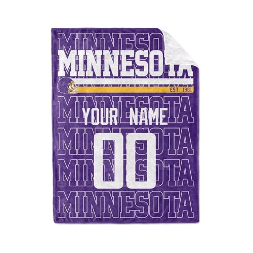 Image of ANTKING Minnesota Throw Blanket for Men Women Boy Custom Name and Number Gifts
