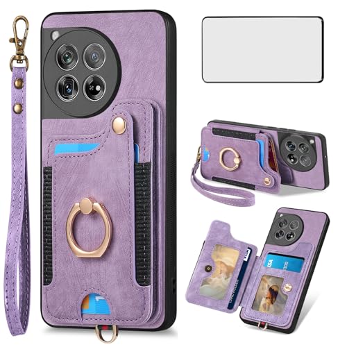 Coque OnePlus 12 5G Asuwish avec verre trempé et porte-cartes