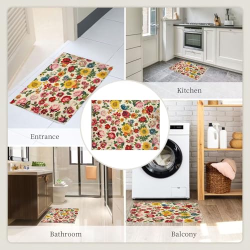 Tapis de sol moderne texture premium fleurs rétro moquette salon - 8