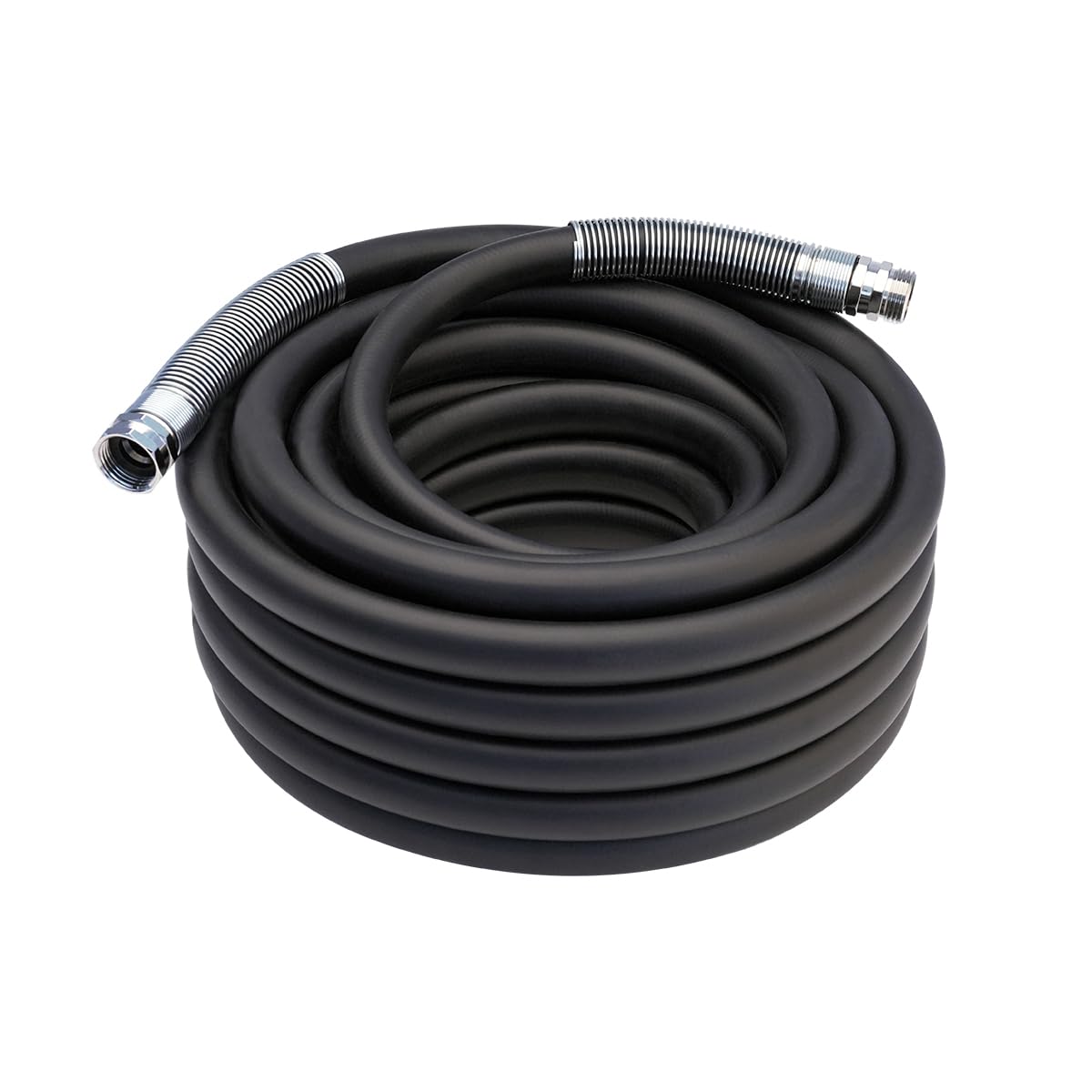 Guitrees 2026 Upgraded Garden Hose 50FT x 3/4", Heavy Duty Rubber Water Hose with Five Layered Braiding, Swivel male and female Nickel-plated Brass Fittings, 1200PSI Burst, 300PSI Working (Black)