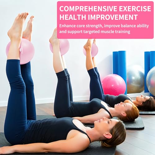 Image of 9 inch Pink Mini Pilates Yoga Ball & Air Pump for Core Balance Training