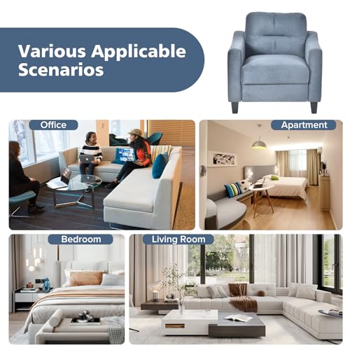 Sillón Plegable Terciopelo Gris Azul miniatura 3