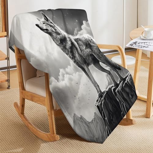 Manta de lobo de forro polar mullida ideal para sofá en tardes de cine 5