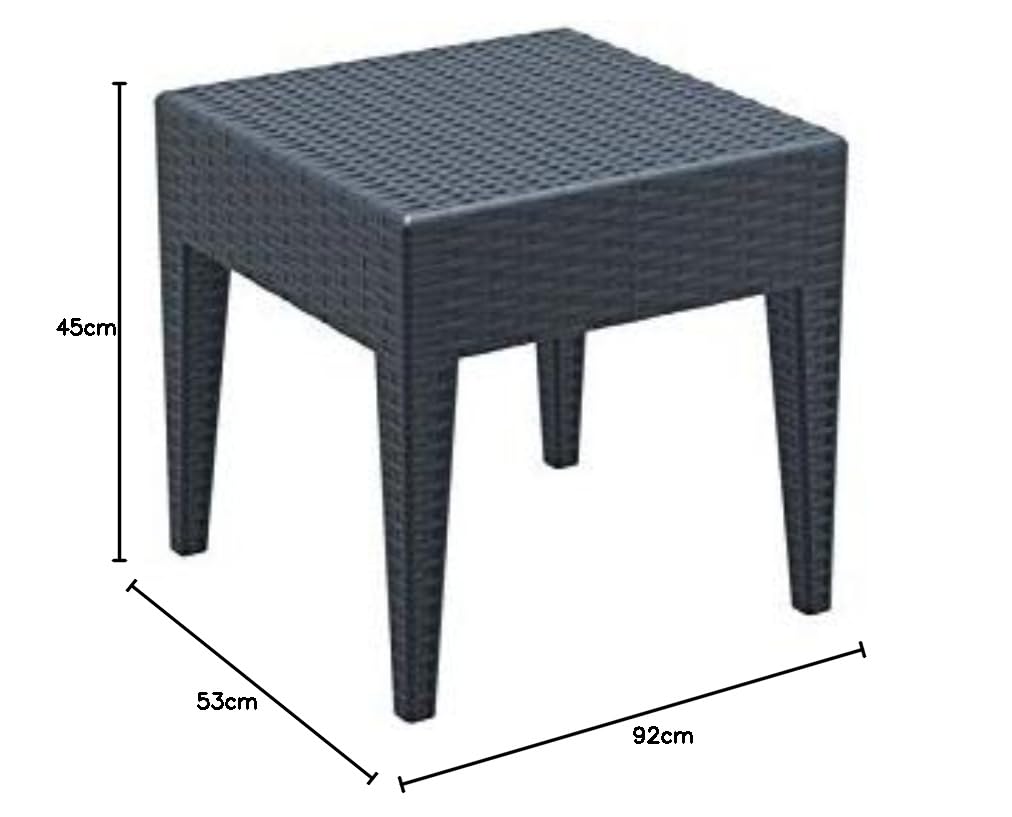 CLP Tavolo da Giardino Miami in plastica I Tavolino impilabile in Rattan I Tavolo da Salotto per Esterni, Colore:Grigio Scuro, Dimensione:45 x 45 cm