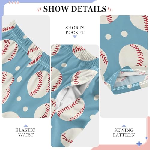 ALAZA White Polka Dot Baseball Ball Pajama Pants Long Sleep Pant Pajama Bottoms Elastic Waist with Pockets4