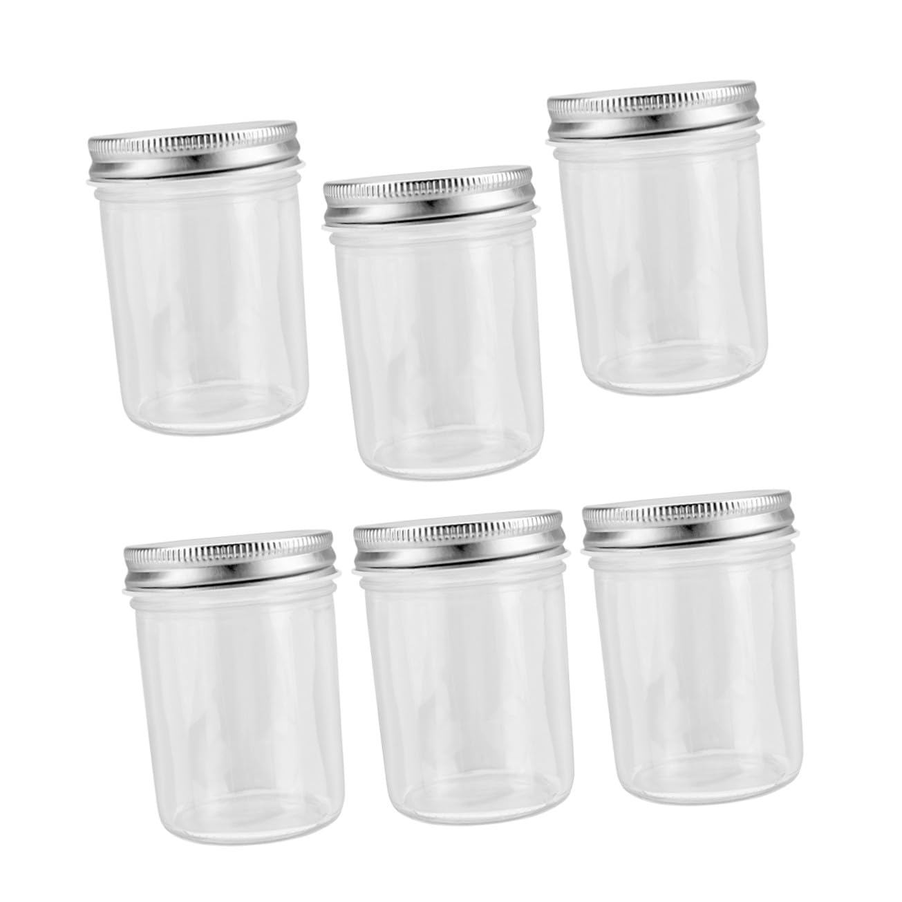DOITOOL 6 pezzi Barattoli in Vetro per Dolci da Contenitori Ermetici Trasparenti per Conservazione Alimentare in Cucina Vasetti Multiuso per Marmellate Spezie Zucchero e Caffè