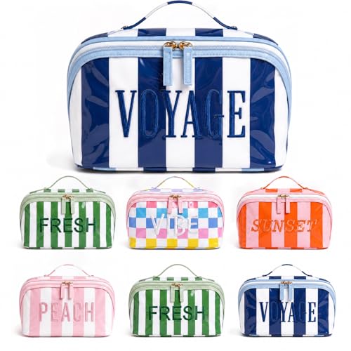 KEQHAULI Personalized Embroidered Makeup Bag, Waterproof Travel Toiletry Bag with Large Capacity, Portable Cosmetic Storage Pouch for Women, Custom Name Wedding Bridesmaid Gift
