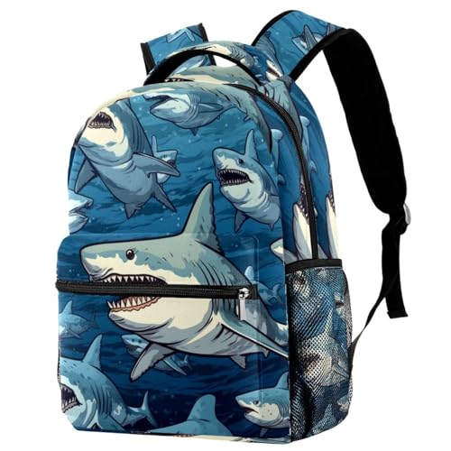 Sac à dos de voyage motif requin pour les sorties scolaires et vacances