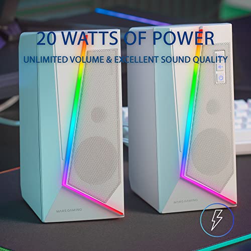 Mars Gaming MS7W, RGB Luidsprekers, Bluethooth 5.0 + Jack 3.5, DSP Sound 20W, Wit - Afbeelding 4