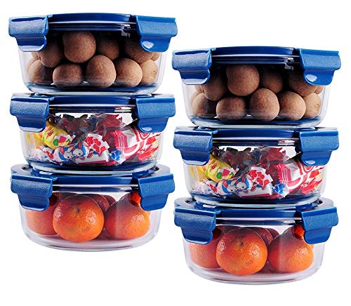 Image of STAR WORK 650 ml Round Glass Meal Prep Containers, Food Storage Containers with Lids Airtight, Glass Lunch Boxes, Microwave, Oven, Go & Freezer-to-Oven-Safe Food Containers Pack of (3)