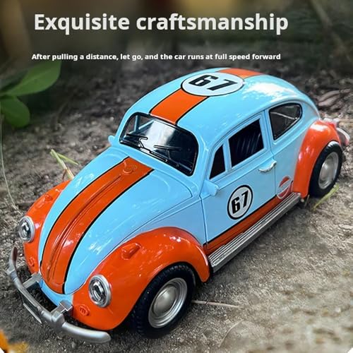 Image of 1:18 Beetle Toy Car Vintage Car Die Cast Metal Model Cars with Pullback Openable Door Light Sound Cars Toy, 3+ Years, Multicolor