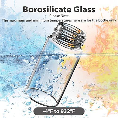 Four E'S Scientific 20220908 100 Pack 20Ml Sample Vials, 0.7Oz Clear Glass Vials With Black Pp Screw Caps, Liquid Storage Glass Thread Bottles, For Lab thumb #3